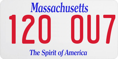 MA license plate 120OU7