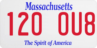 MA license plate 120OU8