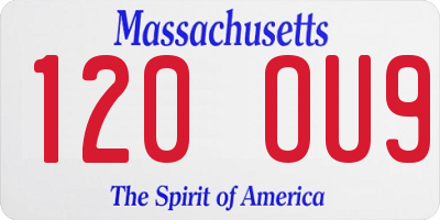 MA license plate 120OU9