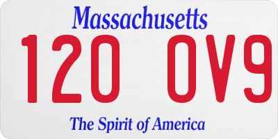 MA license plate 120OV9