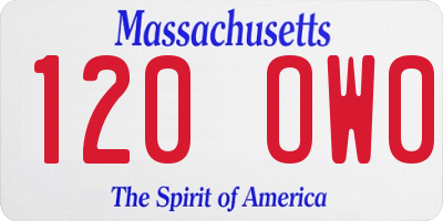 MA license plate 120OW0