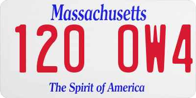 MA license plate 120OW4
