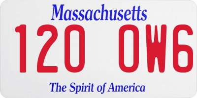 MA license plate 120OW6