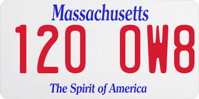 MA license plate 120OW8