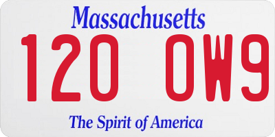 MA license plate 120OW9