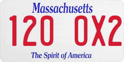 MA license plate 120OX2