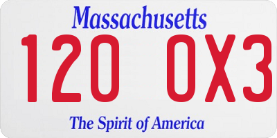 MA license plate 120OX3