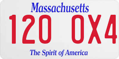 MA license plate 120OX4