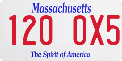 MA license plate 120OX5