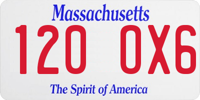 MA license plate 120OX6