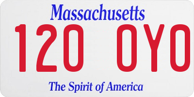 MA license plate 120OY0