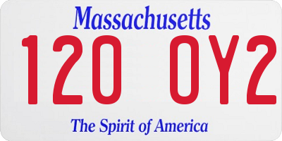 MA license plate 120OY2