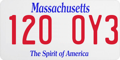 MA license plate 120OY3