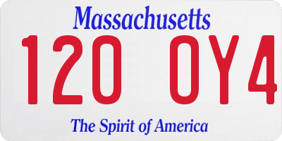 MA license plate 120OY4
