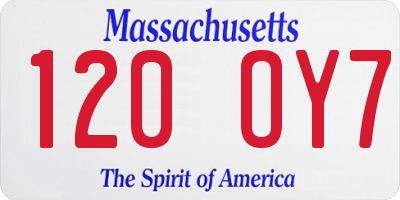 MA license plate 120OY7