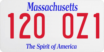 MA license plate 120OZ1