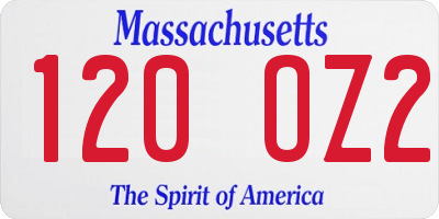 MA license plate 120OZ2