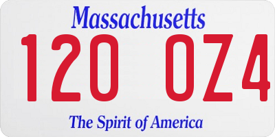 MA license plate 120OZ4