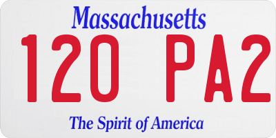 MA license plate 120PA2