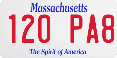 MA license plate 120PA8