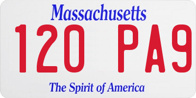 MA license plate 120PA9