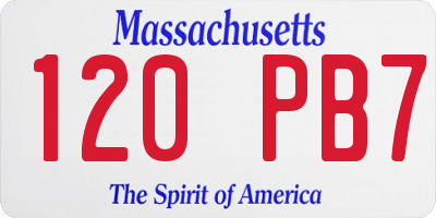 MA license plate 120PB7