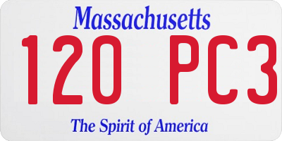 MA license plate 120PC3