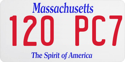 MA license plate 120PC7