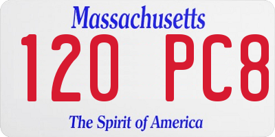 MA license plate 120PC8