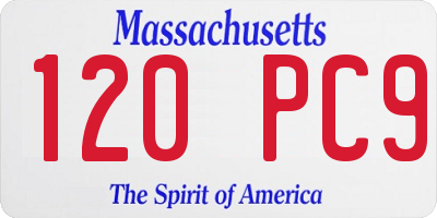MA license plate 120PC9
