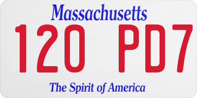 MA license plate 120PD7