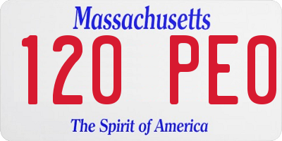 MA license plate 120PE0