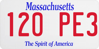 MA license plate 120PE3