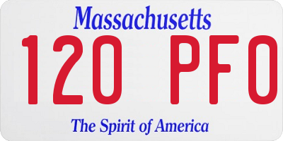 MA license plate 120PF0