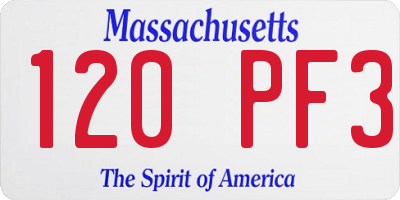 MA license plate 120PF3