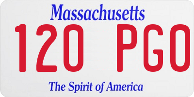 MA license plate 120PG0