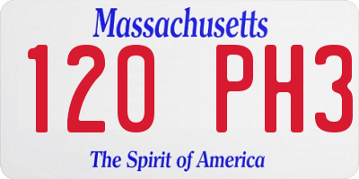 MA license plate 120PH3