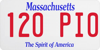 MA license plate 120PI0