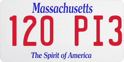 MA license plate 120PI3