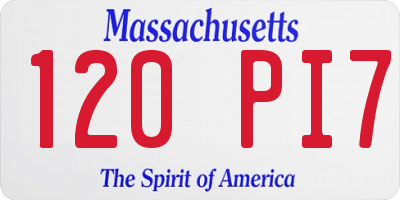 MA license plate 120PI7