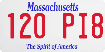 MA license plate 120PI8