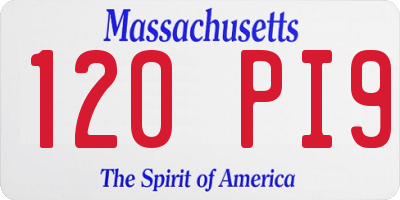 MA license plate 120PI9