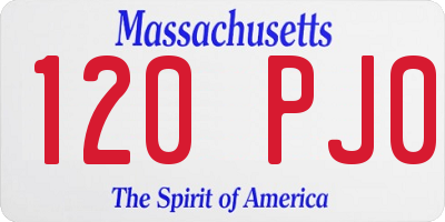 MA license plate 120PJ0