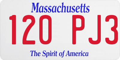 MA license plate 120PJ3