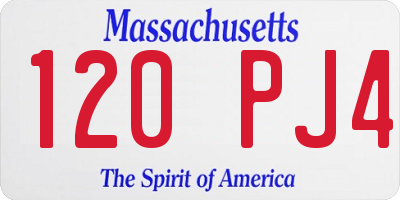 MA license plate 120PJ4