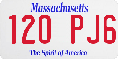 MA license plate 120PJ6