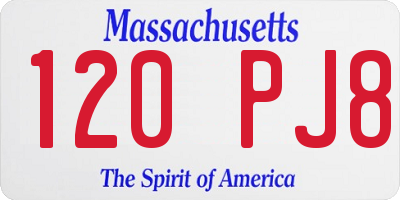 MA license plate 120PJ8