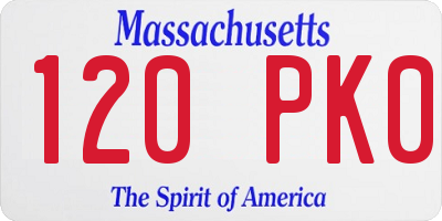 MA license plate 120PK0