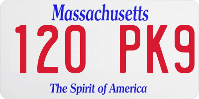 MA license plate 120PK9