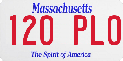 MA license plate 120PL0